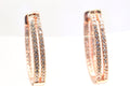Rose Gold Zircon Hoop Earrings: Sterling Silver Hinged Hoops