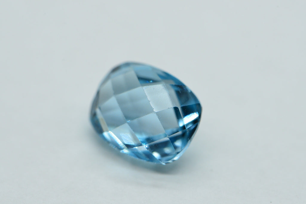9x7mm Natural Blue Topaz Gemstone: Rectangle Cushion Faceted Cabochon