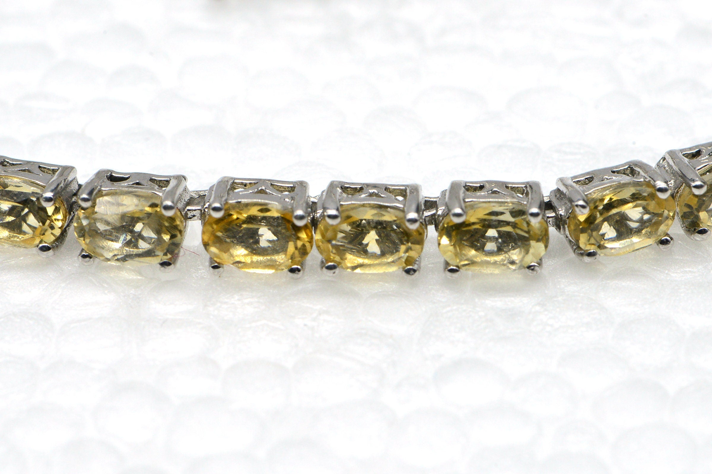 Citrine Bracelet: Sterling Silver Oval Gemstone Stacking Bracelet