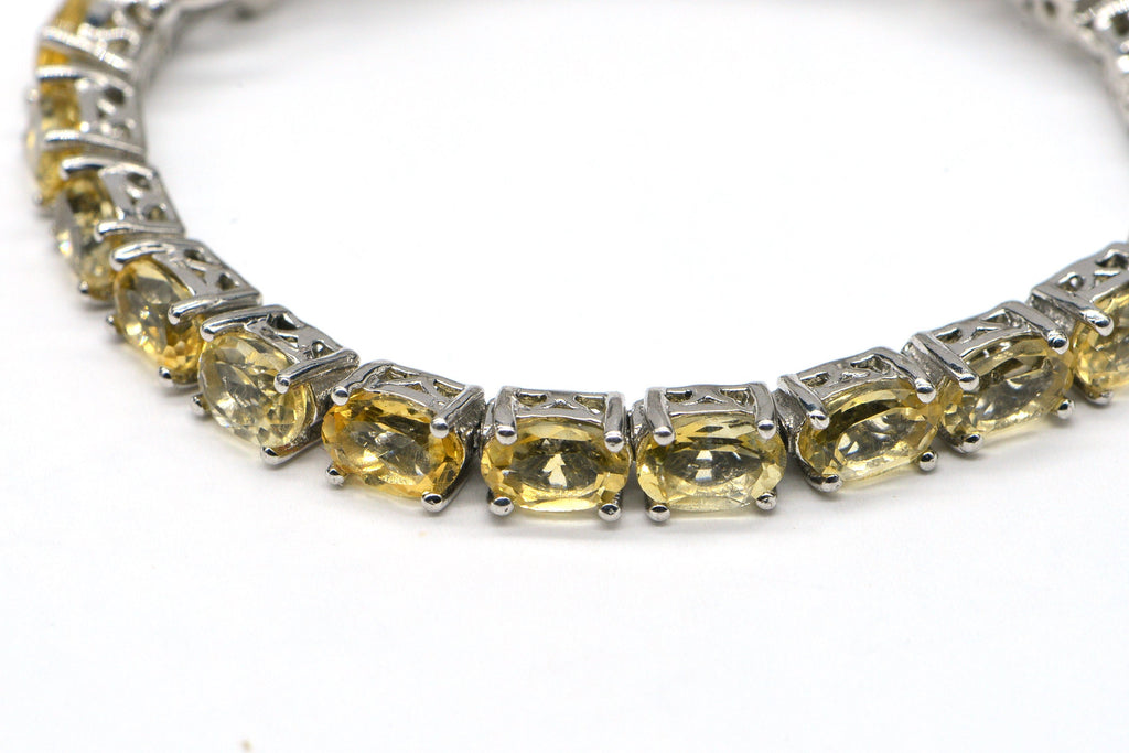 Citrine Bracelet: Sterling Silver Oval Gemstone Stacking Bracelet