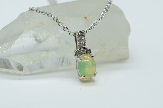Ethiopian Welo Opal Pendant: Sterling Silver Birthstone Charm