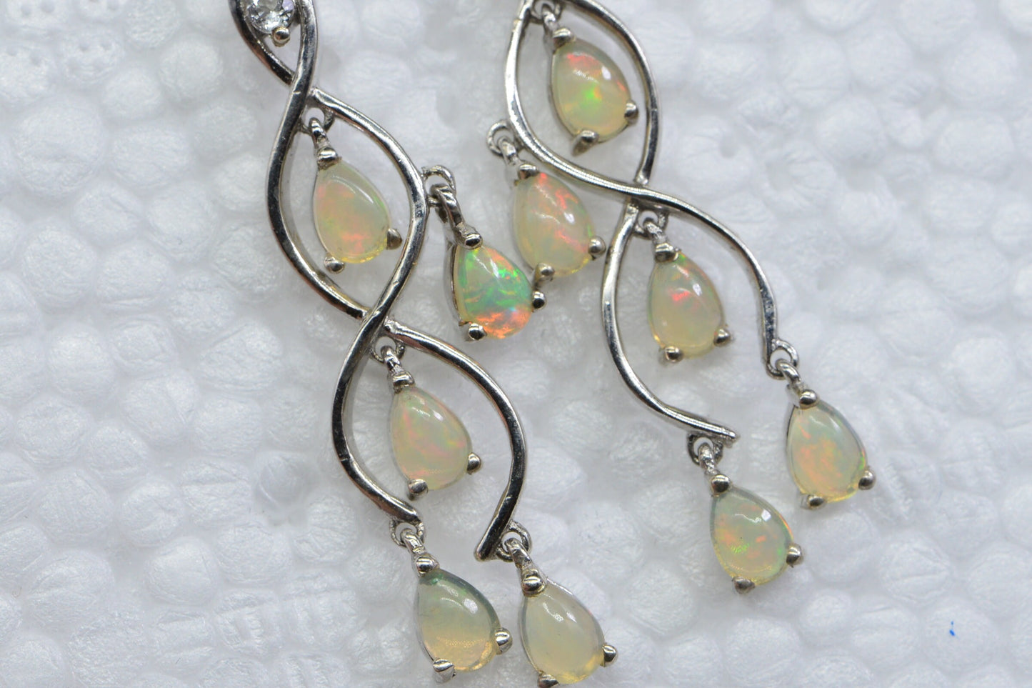 Ethiopian Welo Opal Sterling Silver Dangle Chandelier Earrings