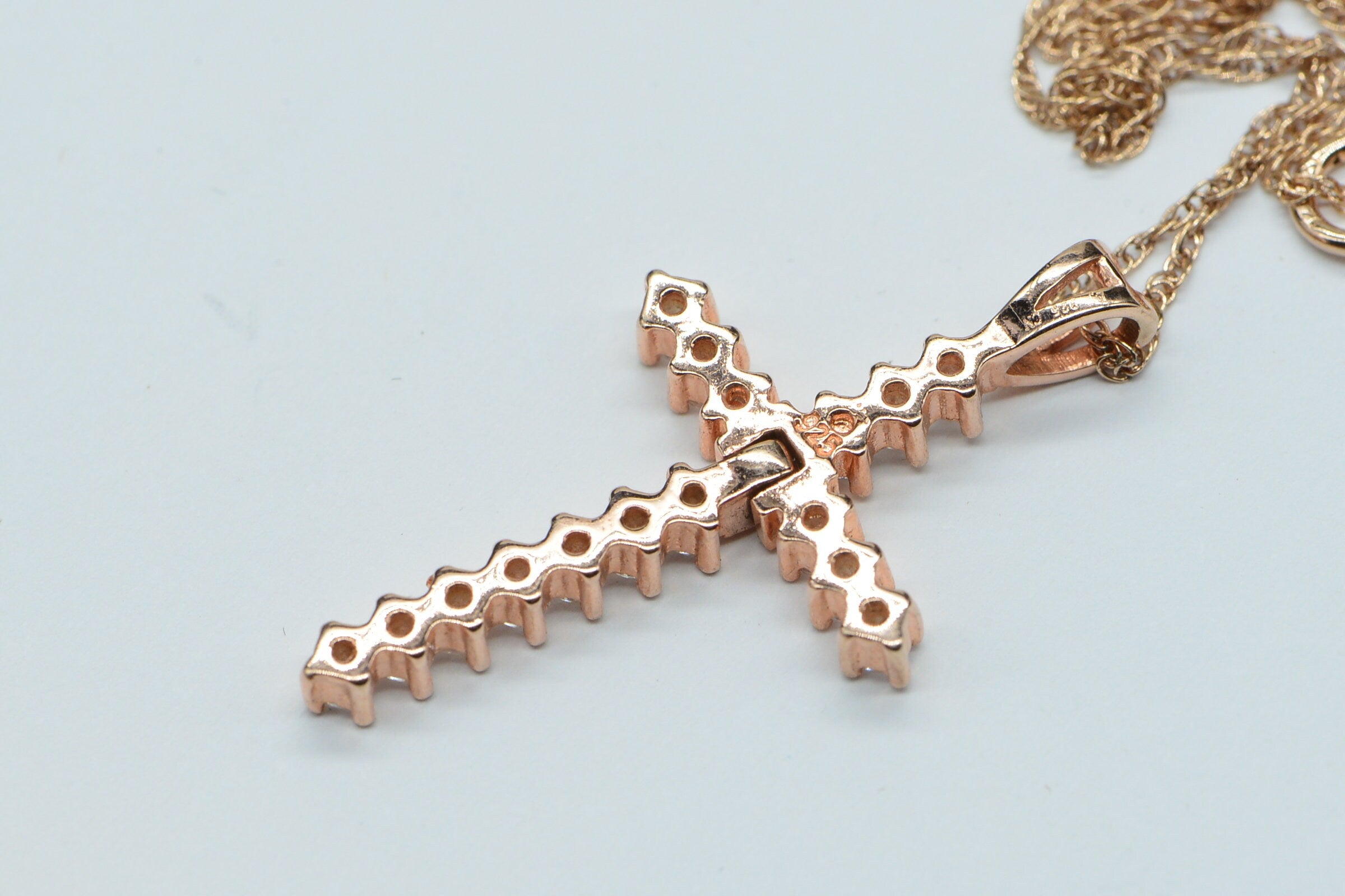 Rose Gold Zircon Cross Necklace Shinny Like a  Diamond