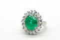 Vintage Doublet Emerald Ring White Topaz Large Cushion Gemstone Ring Sterling Silver