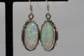 Sterling Silver Opal Dangle Earrings: Lab Created White Opal