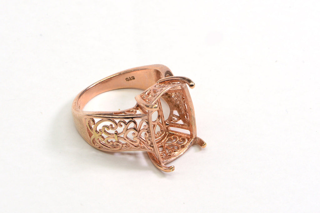 Blank Ring Rose Gold Over Sterling Silver size 10 Without Center Stone Ring