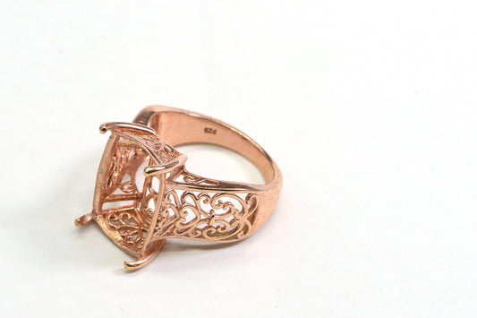 Blank Ring Rose Gold Over Sterling Silver size 10 Without Center Stone Ring
