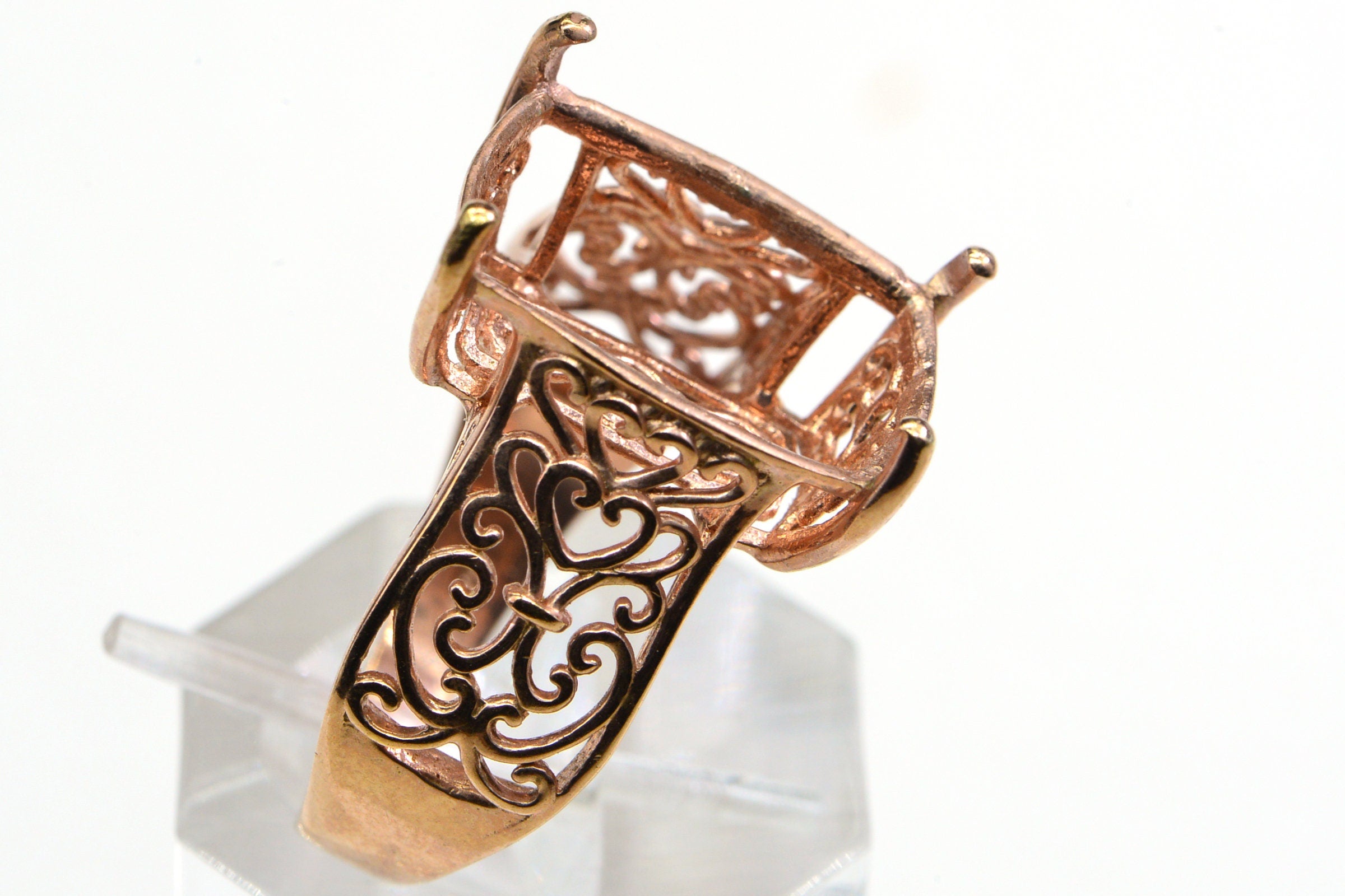Blank Ring Rose Gold Over Sterling Silver size 10 Without Center Stone Ring