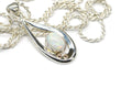 Australian White Opal Pendant: Sterling Silver Teardrop, Coober Pedy Opal