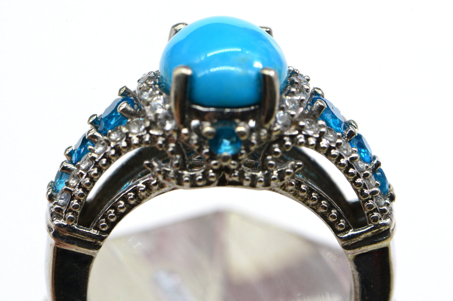 Sleeping Beauty Turquoise Ring, Neon Apatite, Sterling Silver (US Size 6)