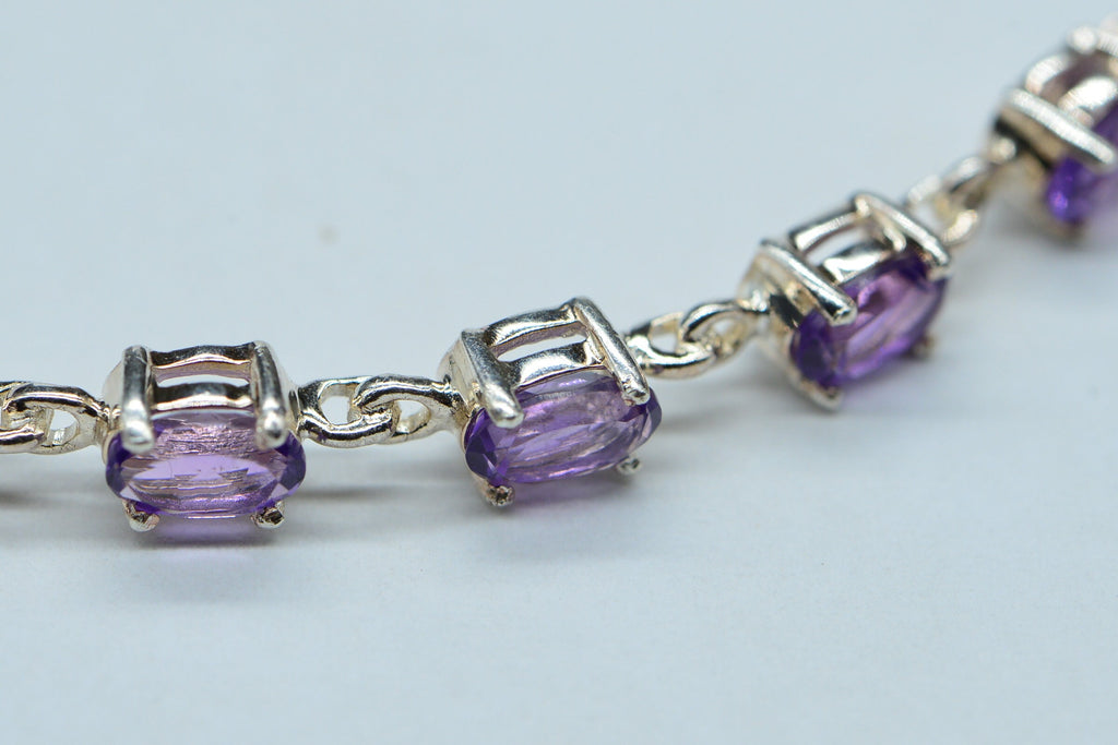 Natural Amethyst Sterling Silver Bracelet Link: 2.5 Inch Gemstone Chain Connector
