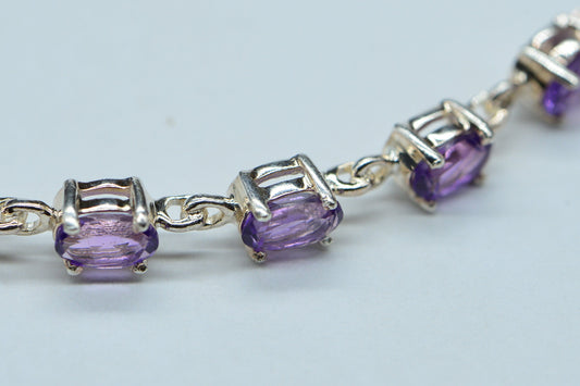 Natural Amethyst Sterling Silver Bracelet Link: 2.5 Inch Gemstone Chain Connector