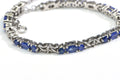 Blue Sapphire Tennis Bracelet in Platinum Over Sterling Silver