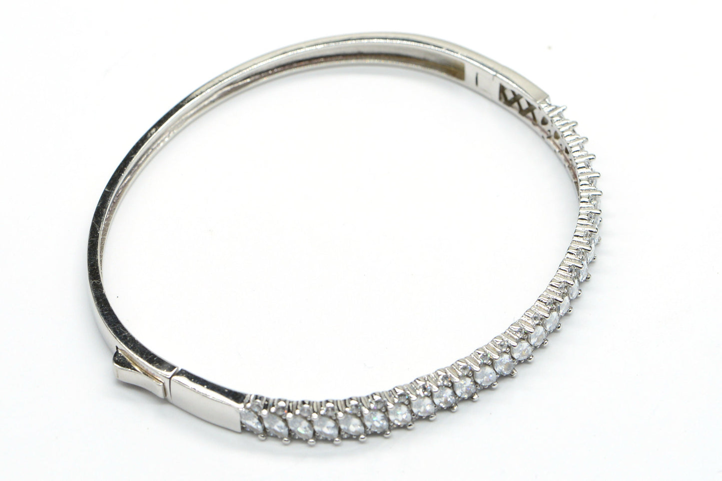 Marquise Simulated Diamond Bangle Bracelet: Sterling Silver Wedding Jewelry