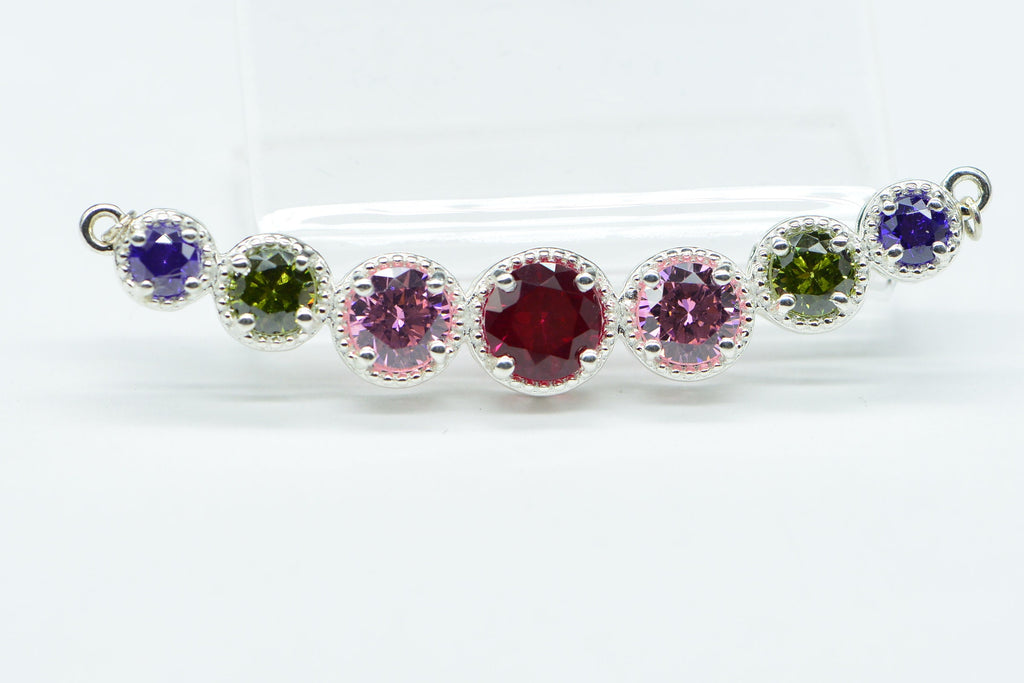 Rainbow Swarovski Crystal  Sterling Silver Round Link Bracelet Necklace Unfinished Jewelry Supply