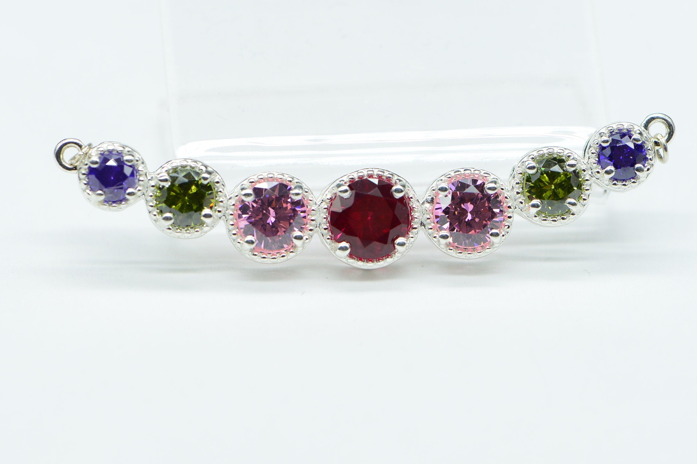Rainbow Swarovski Crystal  Sterling Silver Round Link Bracelet Necklace Unfinished Jewelry Supply
