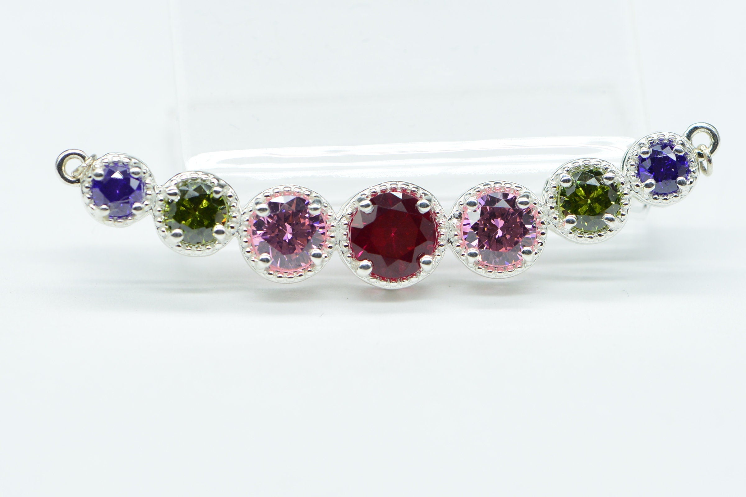 Rainbow Swarovski Crystal  Sterling Silver Round Link Bracelet Necklace Unfinished Jewelry Supply