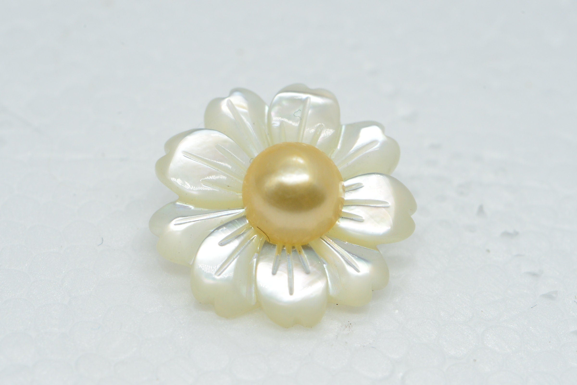 Sterling Silver Chamomile Pendant: Golden Pearl Flower Charm