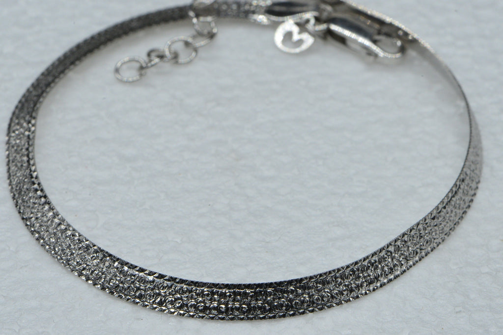 Sterling Silver Flat Snake Bracelet: 4.5mm Herringbone Chain