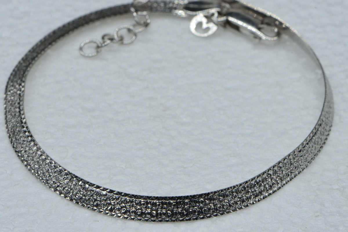 Sterling Silver Flat Snake Bracelet: 4.5mm Herringbone Chain