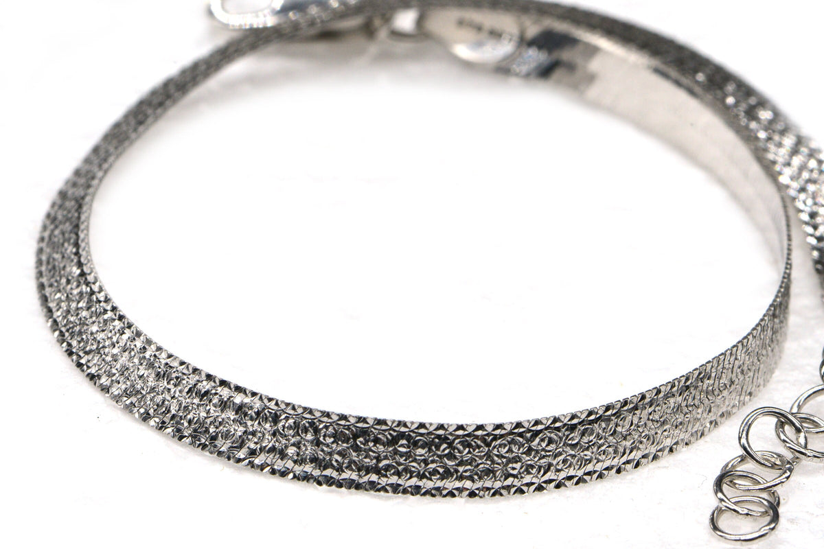 Sterling Silver Flat Snake Bracelet: 4.5mm Herringbone Chain