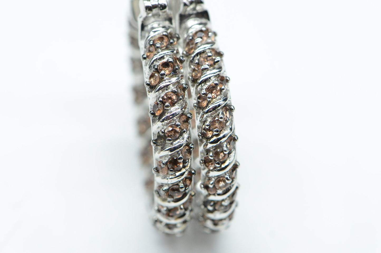 Jenipapo Andalusite Hoop Earrings Sterling Silver Twist Gemstone Ring Earrings