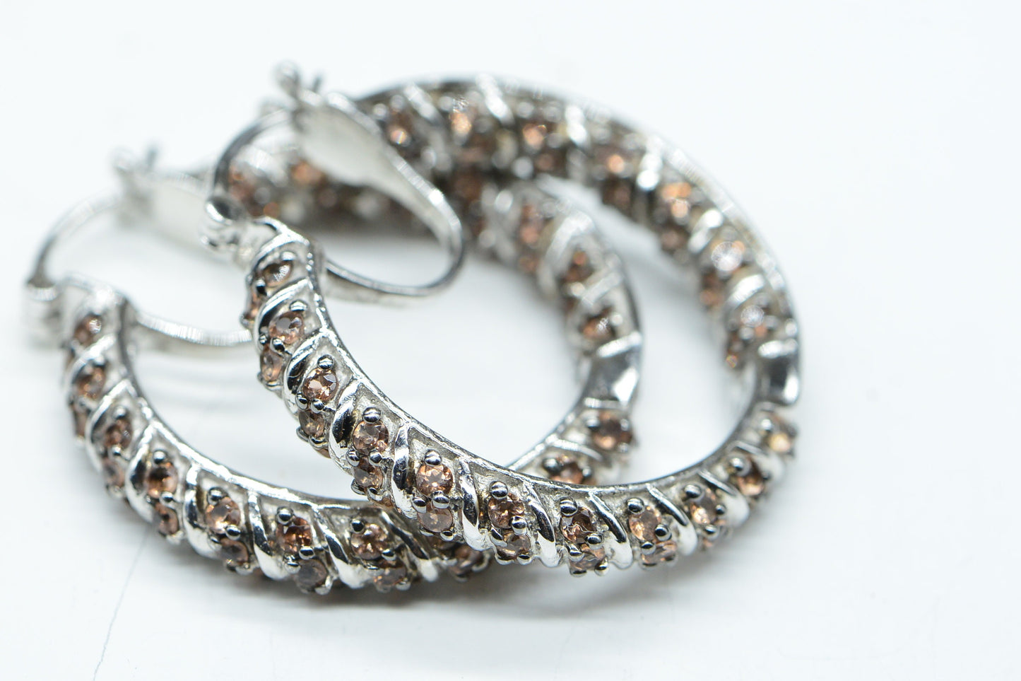 Jenipapo Andalusite Hoop Earrings Sterling Silver Twist Gemstone Ring Earrings