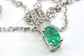 Genuine Colombian Emerald Halo Diamond Accent Sterling Silver Necklace Pendant Birthstone May Mothers Gift