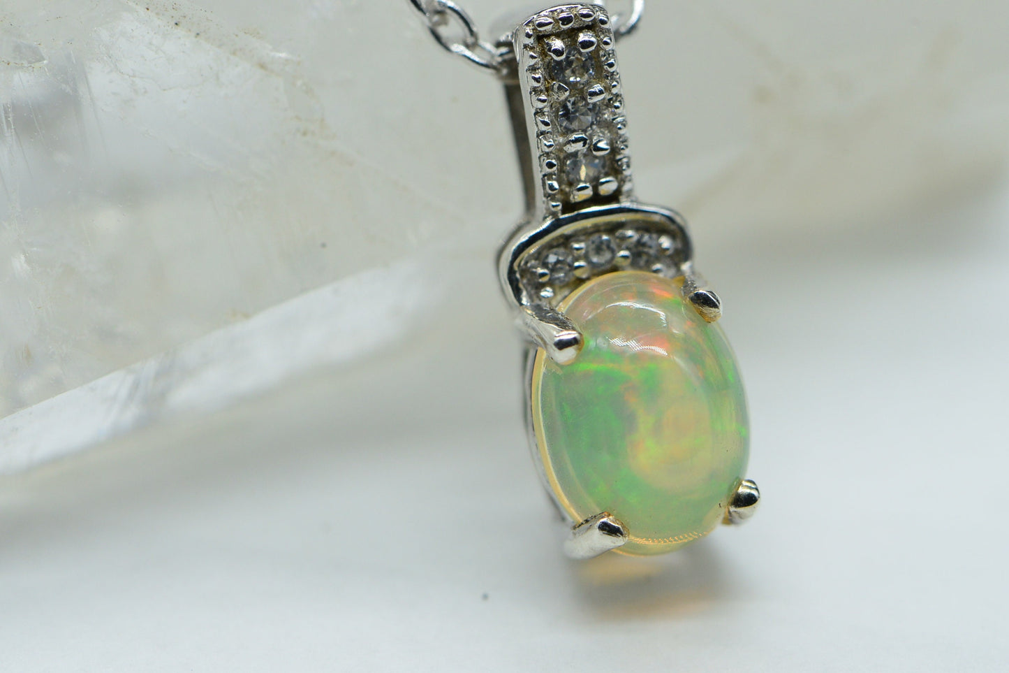 Ethiopian Welo Opal Pendant: Sterling Silver Birthstone Charm
