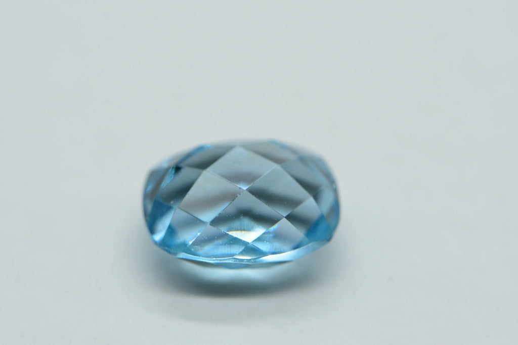 9x7mm Natural Blue Topaz Gemstone: Rectangle Cushion Faceted Cabochon