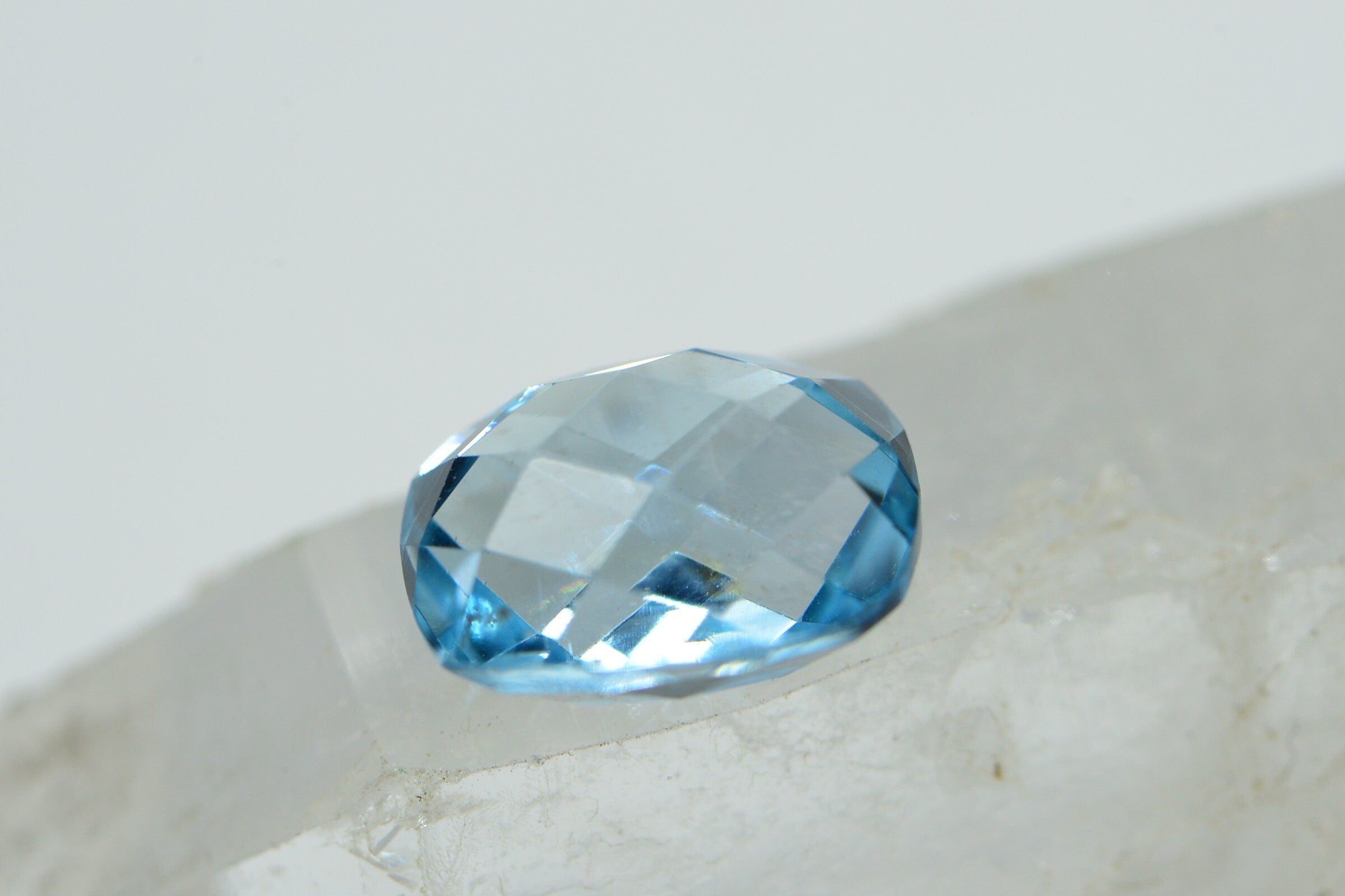 9x7mm Natural Blue Topaz Gemstone: Rectangle Cushion Faceted Cabochon