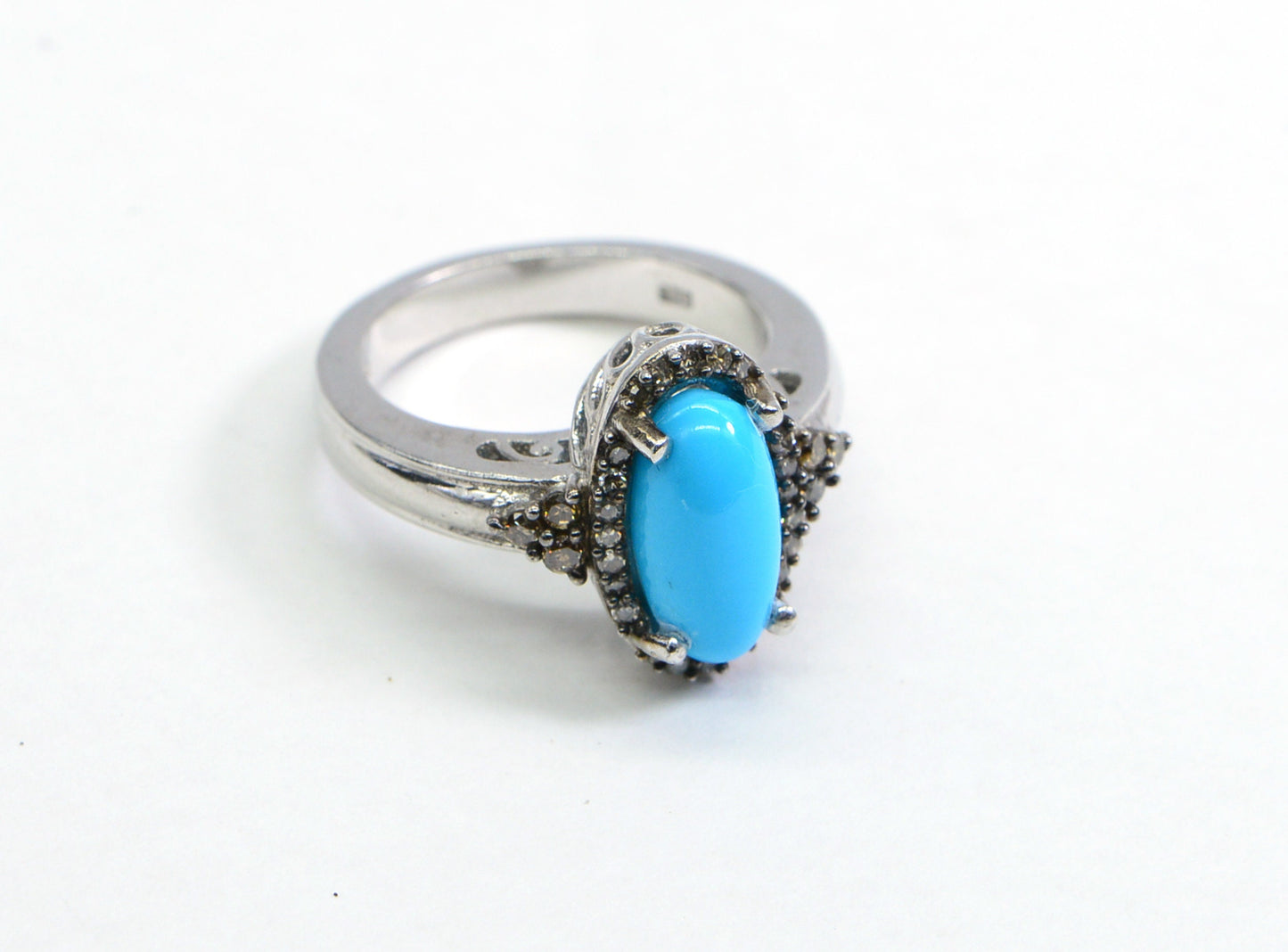 Sleeping Beauty Turquoise Ring and Pendant Set, Brown Diamond, Sterling Silver