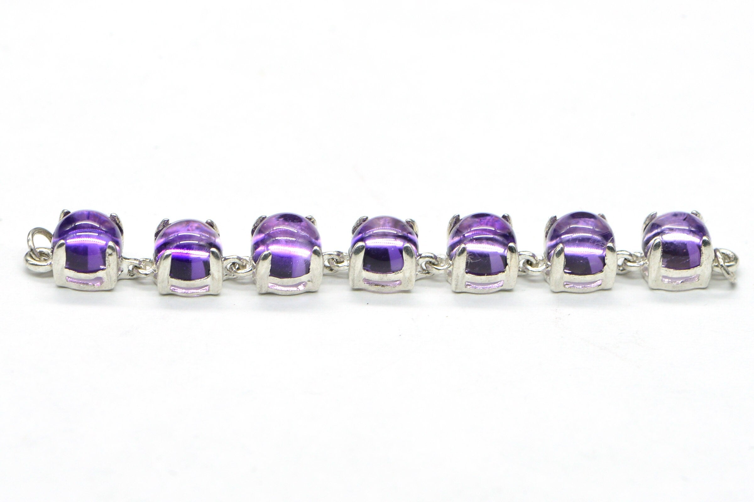 Amethyst Bracelet Link: Sterling Silver Connector, 5mm Stone