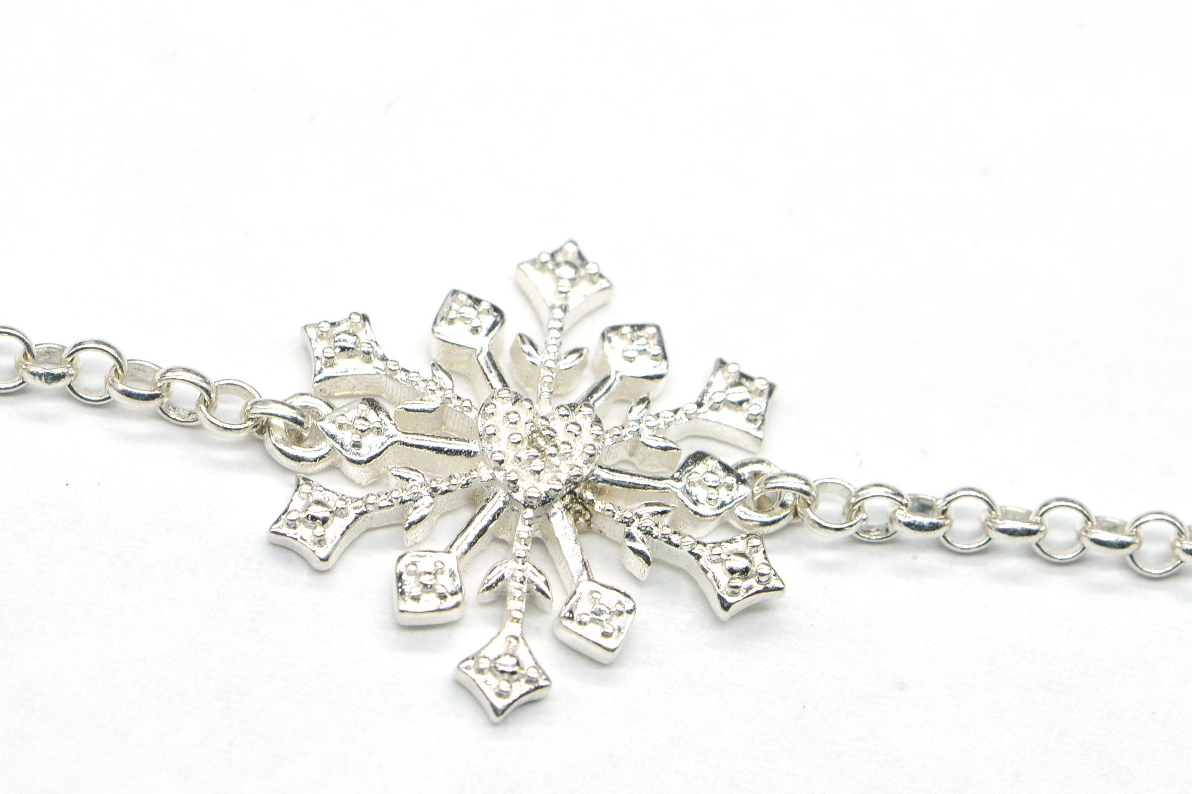 Diamond Snowflake connector Bracelet Link Unfinished Jewelry Components for Jewelry Sterling Silver