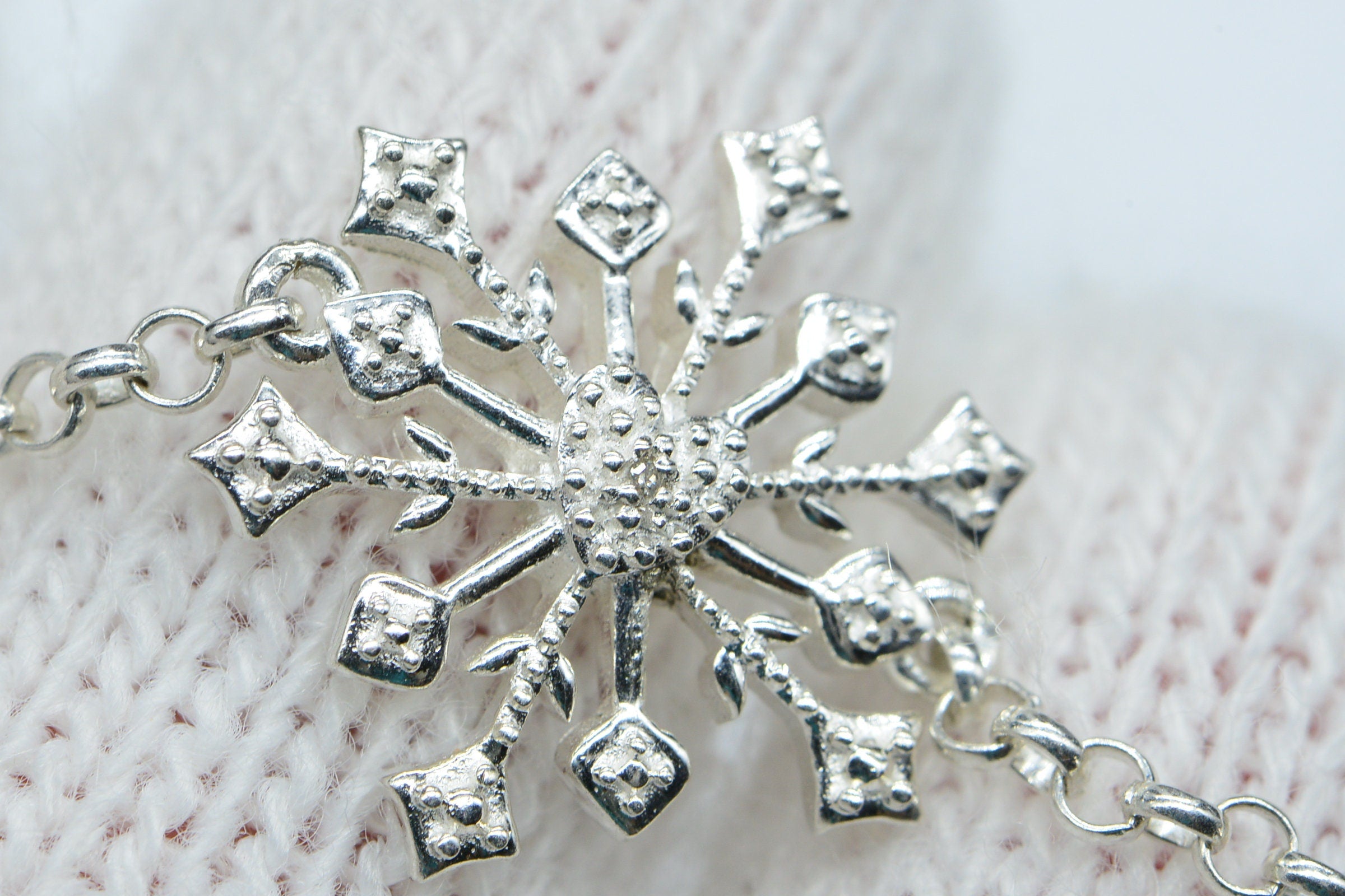 Diamond Snowflake connector Bracelet Link Unfinished Jewelry Components for Jewelry Sterling Silver