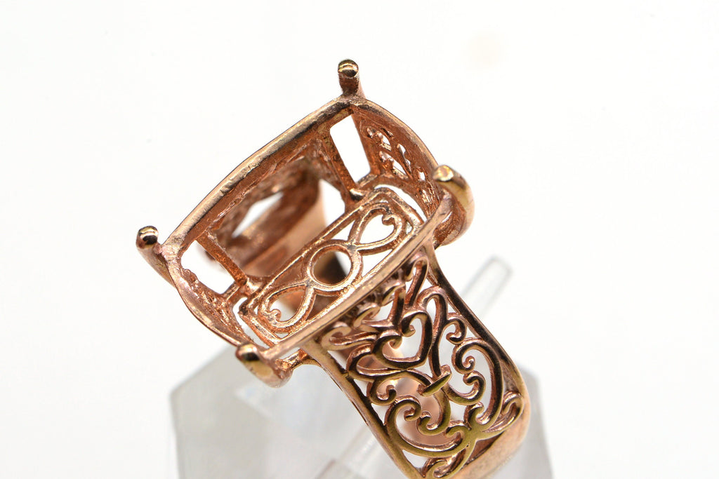 Blank Ring Rose Gold Over Sterling Silver size 10 Without Center Stone Ring