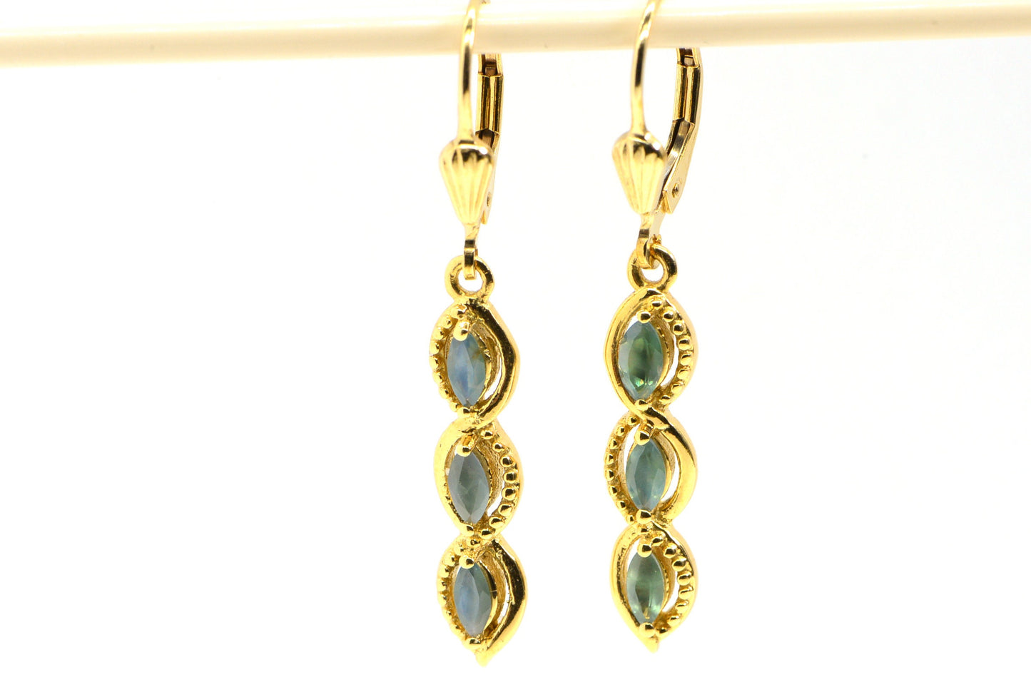Grandidierite Marquise Earrings, 14K Yellow Gold Over Sterling Silver