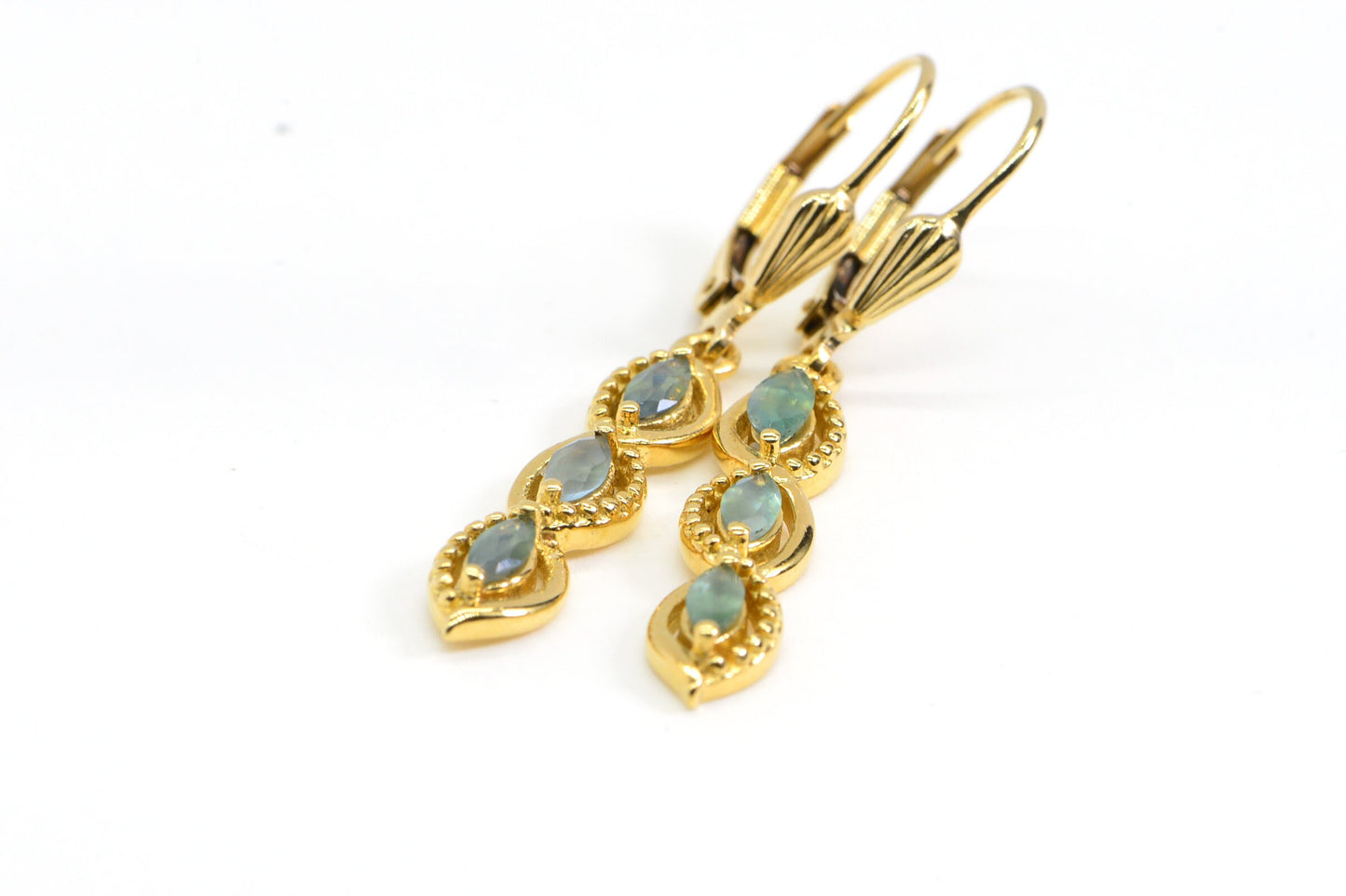 Grandidierite Marquise Earrings, 14K Yellow Gold Over Sterling Silver