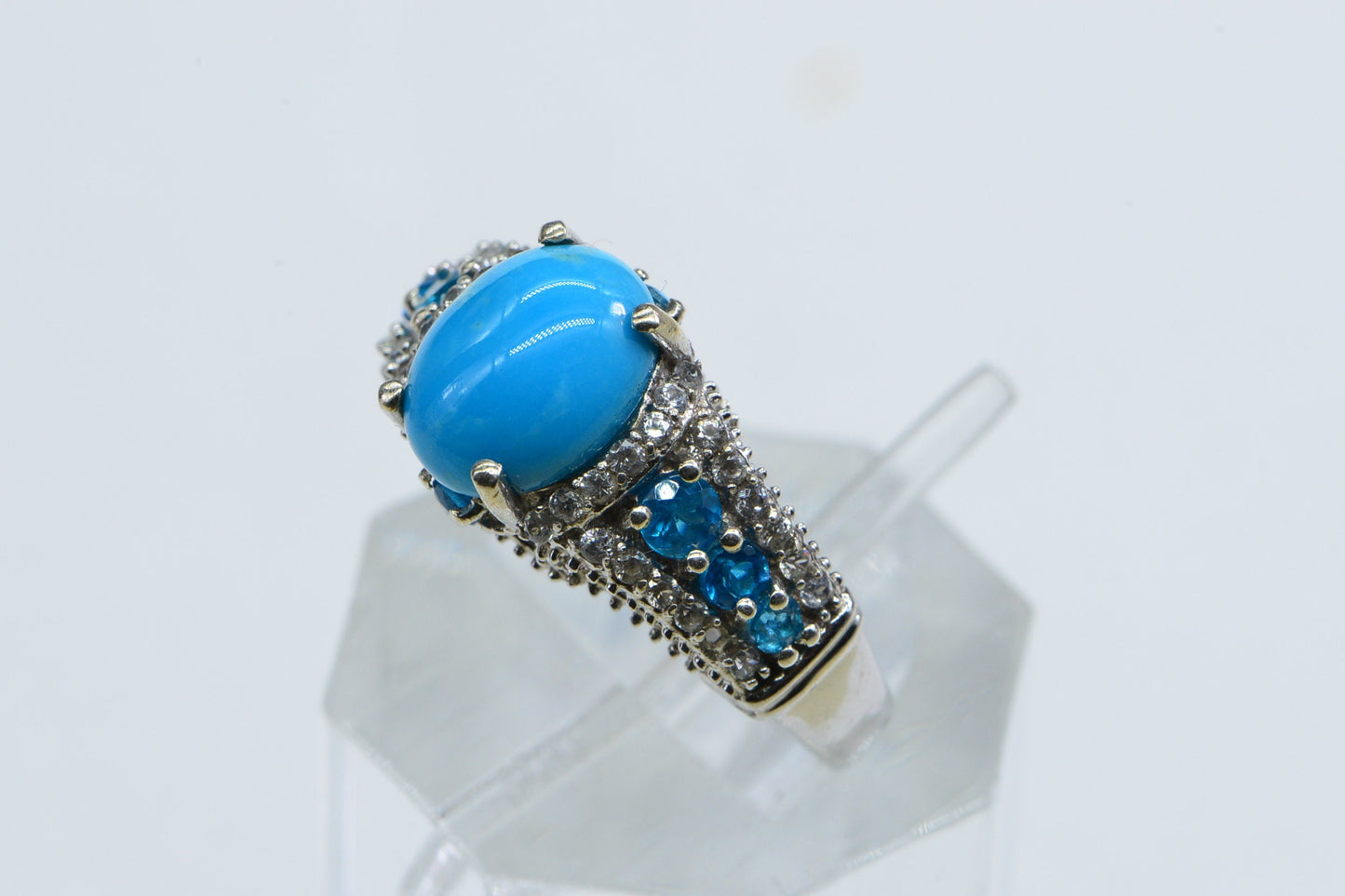 Sleeping Beauty Turquoise Ring, Neon Apatite, Sterling Silver (US Size 6)