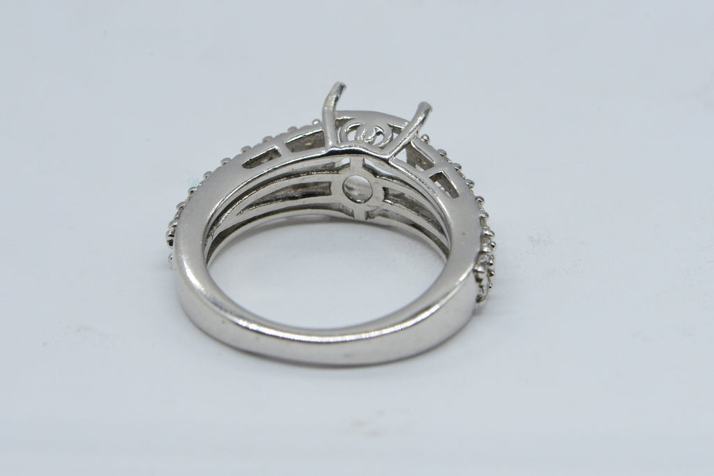 Sterling Silver Cushion Stone Ring Setting with Halo - US Size 5