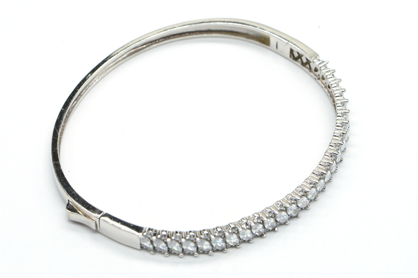 Marquise Simulated Diamond Bangle Bracelet: Sterling Silver Wedding Jewelry