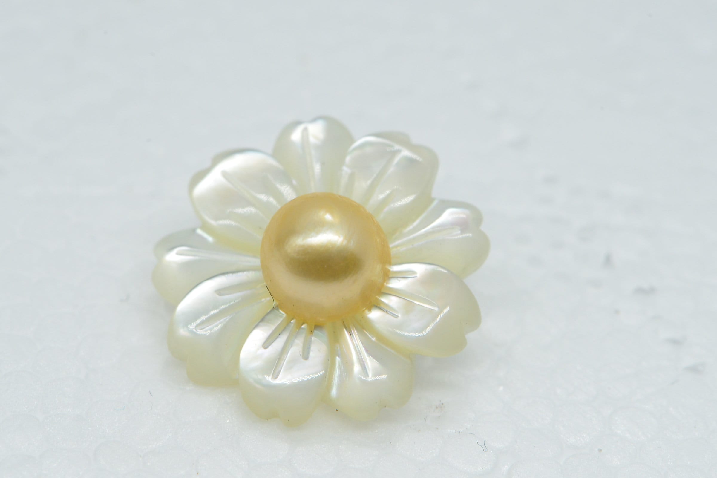 Sterling Silver Chamomile Pendant: Golden Pearl Flower Charm