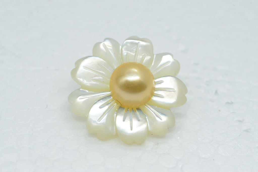 Sterling Silver Chamomile Pendant: Golden Pearl Flower Charm