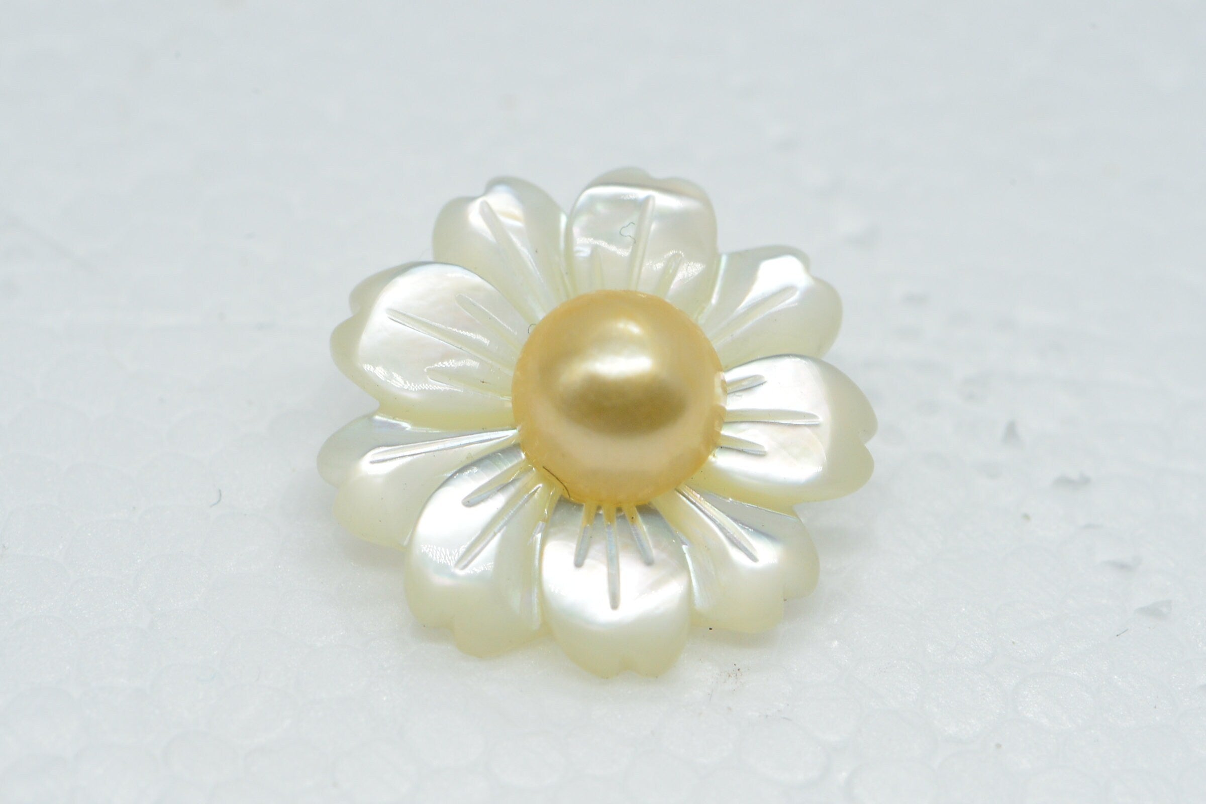 Sterling Silver Chamomile Pendant: Golden Pearl Flower Charm