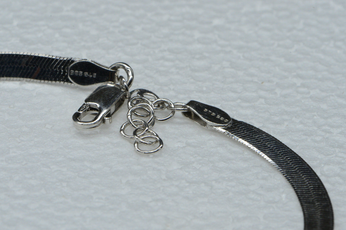 Sterling Silver Flat Snake Bracelet: 4.5mm Herringbone Chain