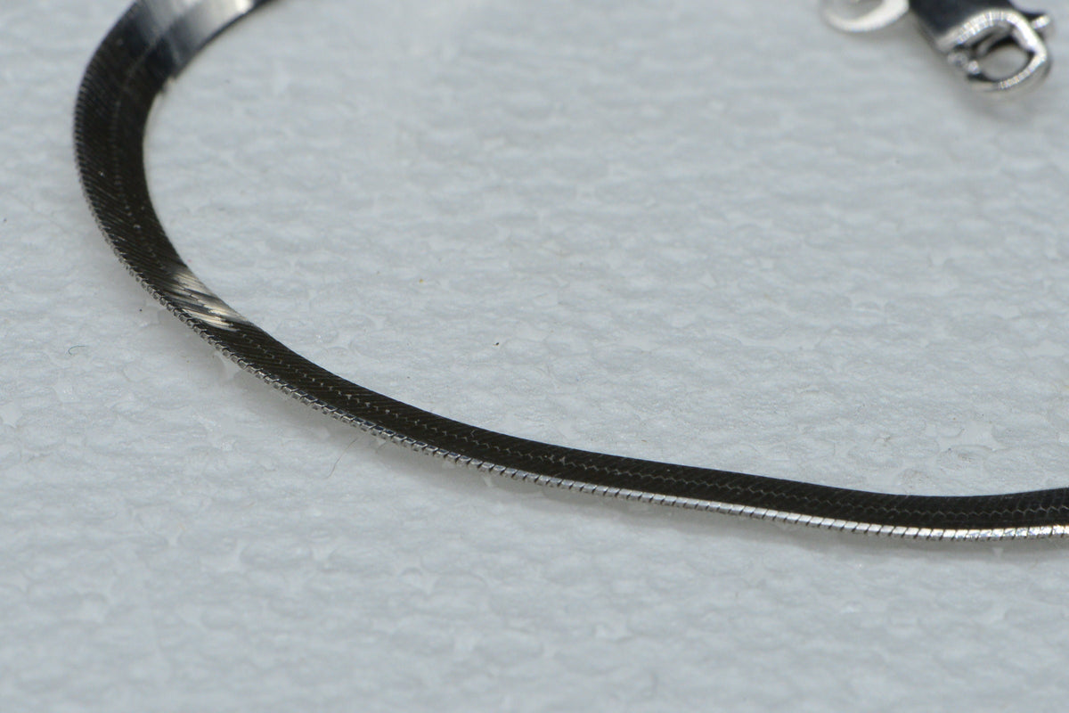 Sterling Silver Flat Snake Bracelet: 4.5mm Herringbone Chain
