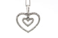 Diamond Double Heart Pendant: 14K White Gold Necklace