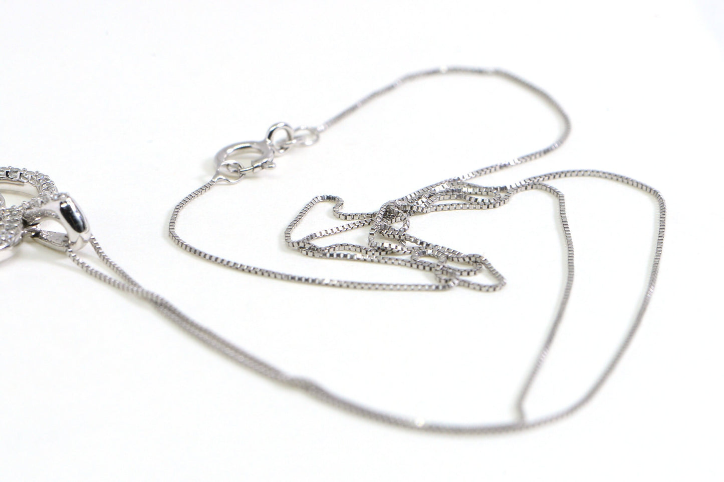 Authentic Diamond Heart Pendant Solid 14K White Gold Necklace Pendant