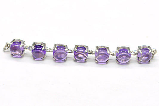 Amethyst Bracelet Link: Sterling Silver Connector, 5mm Stone