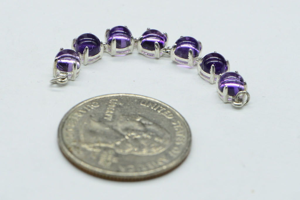 Amethyst Bracelet Link: Sterling Silver Connector, 5mm Stone